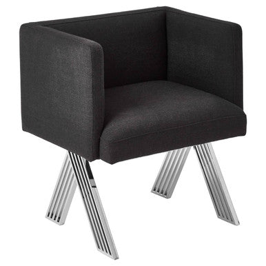 Piermount Black Dining Chair with Silver Legs - Image 4