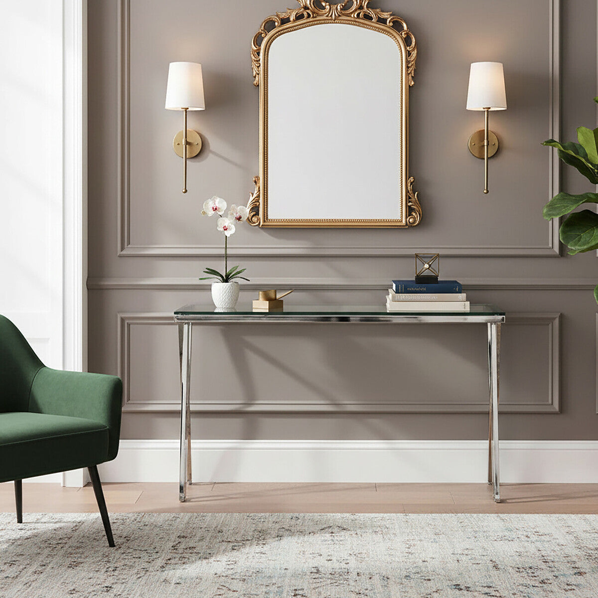 Piermount Clear Glass Console Table