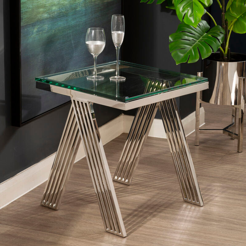 Piermount Clear Glass End Table