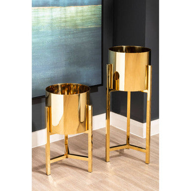 Piermount Large Gold Finish Planter - Image 2