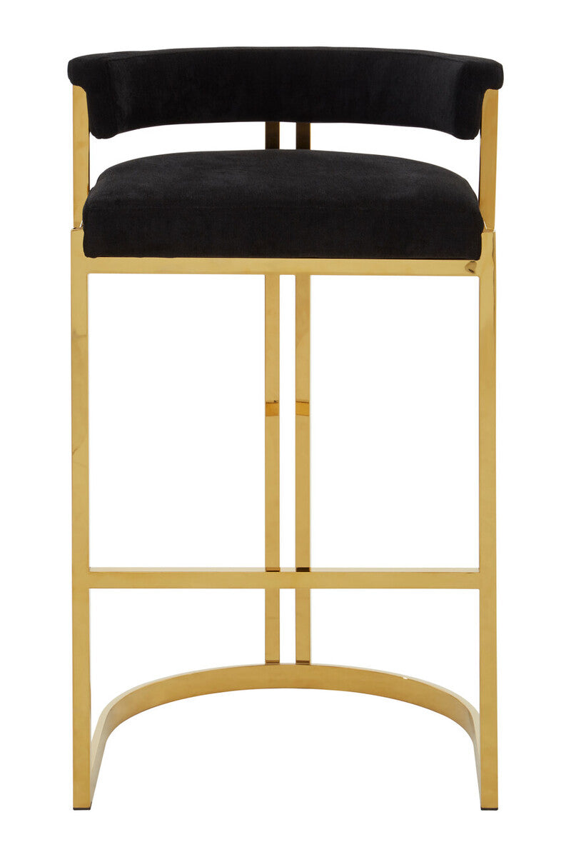 Piermount Black Velvet And Gold Bar Stool