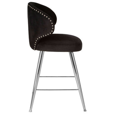 Piermount Black Velvet Bar Stool