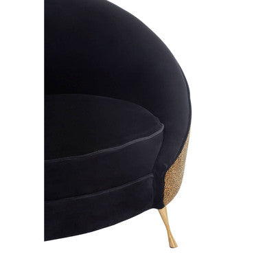 Manhattan Black Velvet and Leopard Print Cocoon Chair