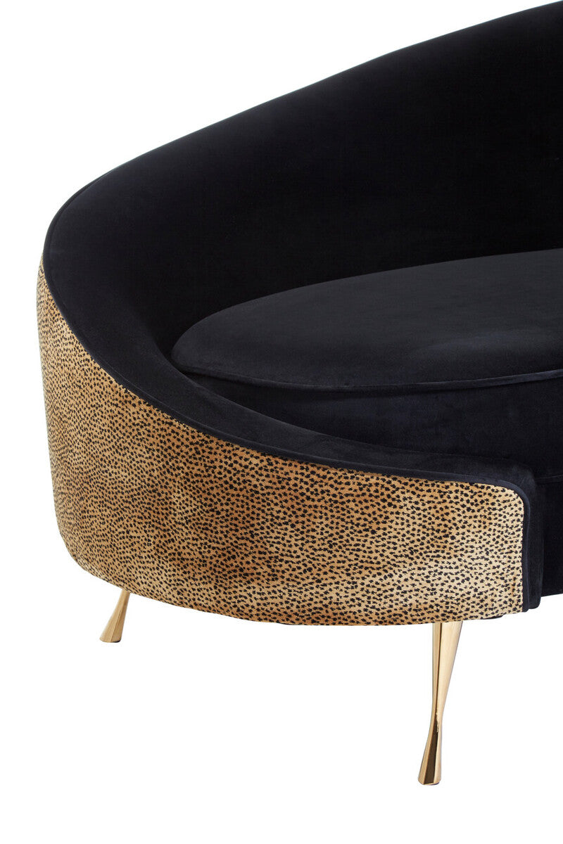 Manhattan Black and Leopard Design Chaise Longue