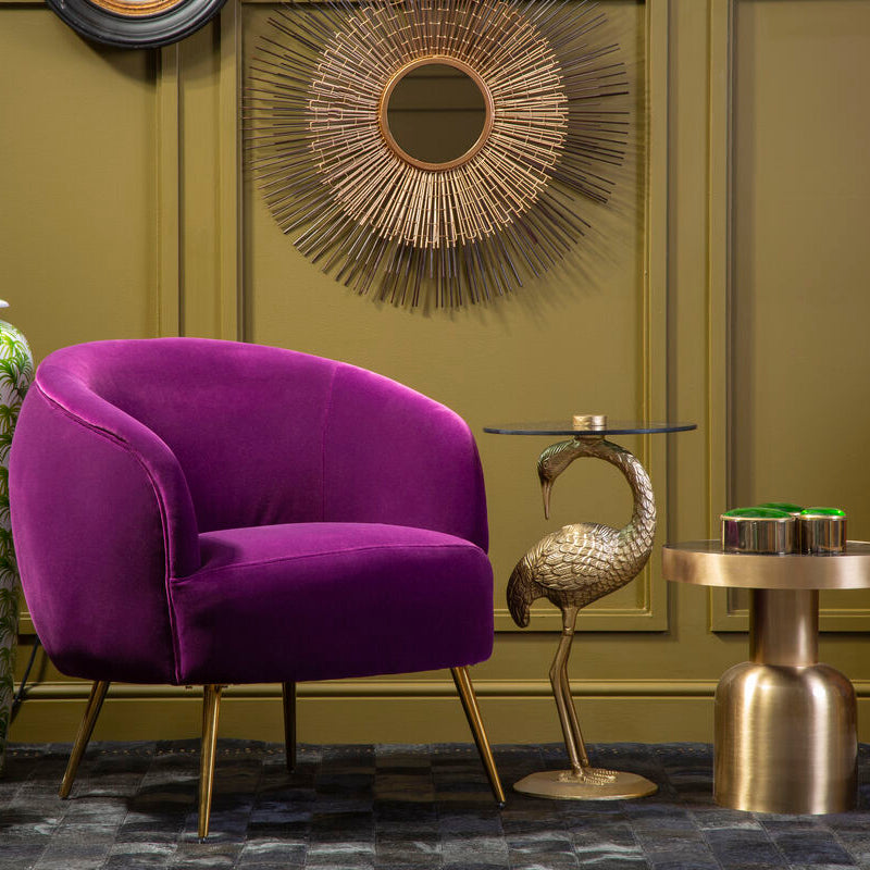 Manhattan Purple Velvet Curved Accent Chair - Image 1