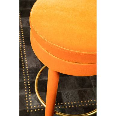 Manhattan Orange Velvet Bar Stool