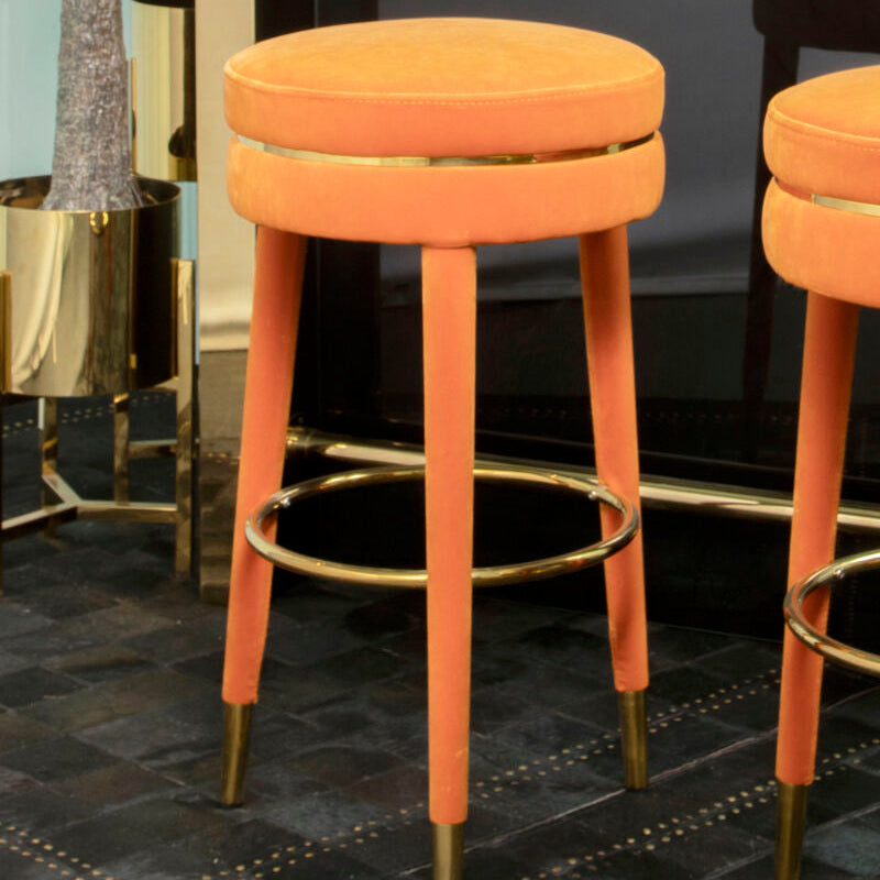 Manhattan Orange Velvet Bar Stool - Image 1
