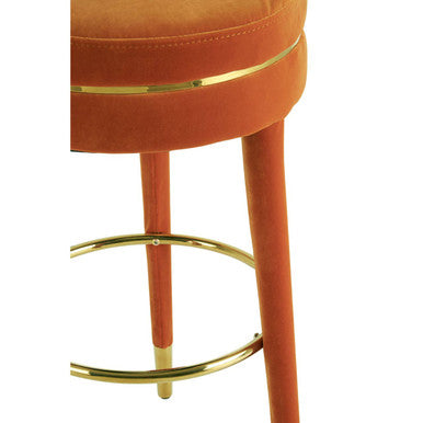 Manhattan Orange Velvet Bar Stool