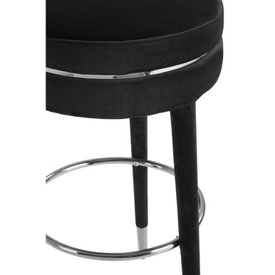 Manhattan Grey Velvet Bar Stool with Rubber wood Legs - Image 7