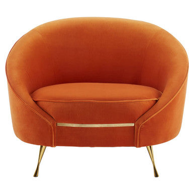 Manhattan Orange Velvet Cocoon Chair - Image 2