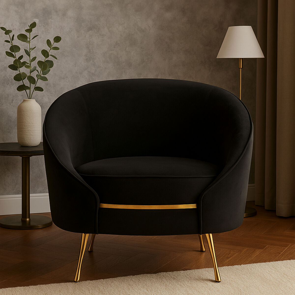 Manhattan Black Velvet Cocoon Chair