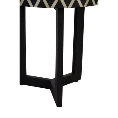 Boho Acacia Wood Side Table with Bone Inlay - Image 5