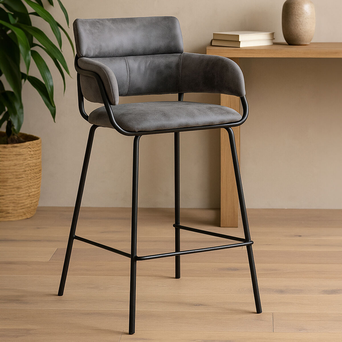 Tamzin Grey Faux Leather Bar Chair