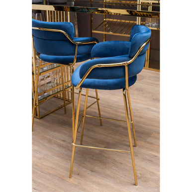 Tamzin Blue Velvet Bar Chair