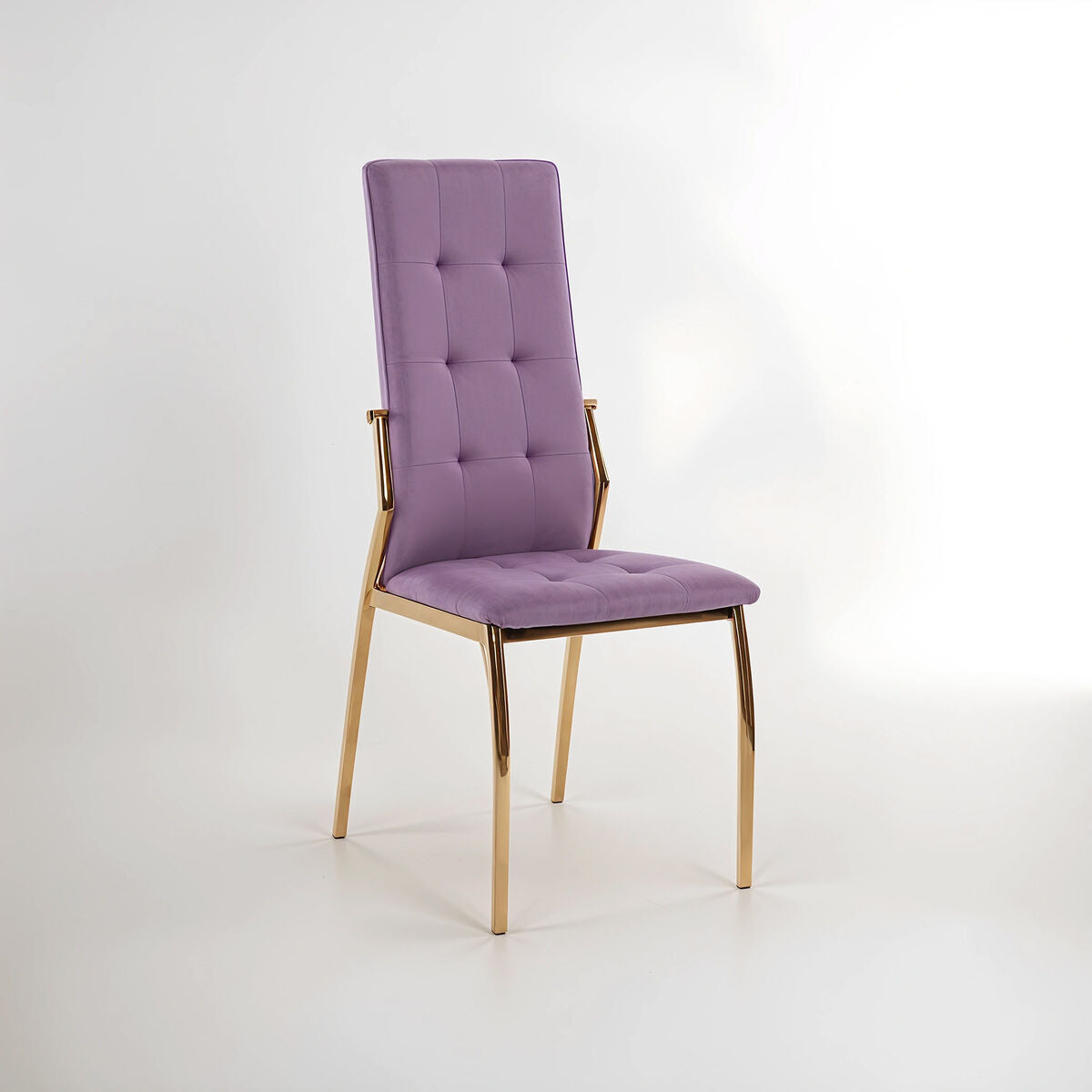 Purple chair with gold legs on a white background