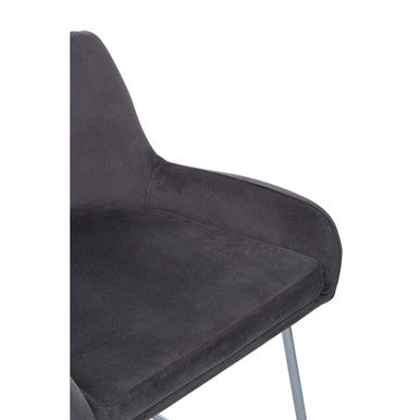 Tamzin Grey Velvet Bar Chair With Low Arms