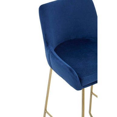 Tamzin Blue Velvet Bar Chair With Low Arms