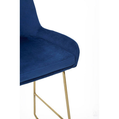 Tamzin Blue Velvet Bar Chair With Low Arms