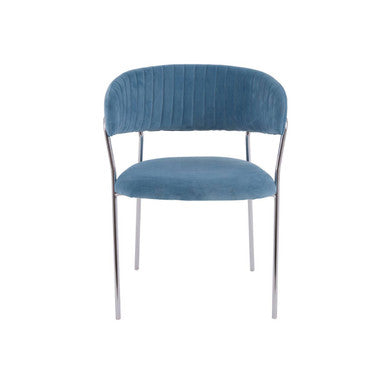 Blue chair with metal frame on a white background