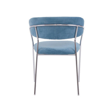 Tamzin Blue Channel Chrome Finish Dining Chair