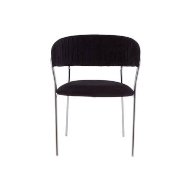 Black Velvet Channel Tufted Dining Chair | Tamzin