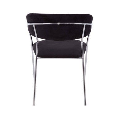 Black Velvet Channel Tufted Dining Chair | Tamzin