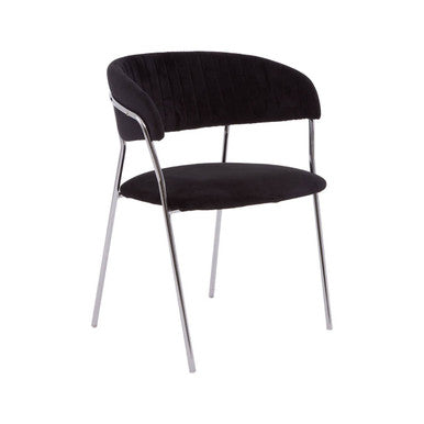 Black Velvet Channel Tufted Dining Chair | Tamzin