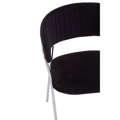 Black Velvet Channel Tufted Dining Chair | Tamzin