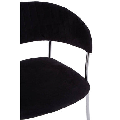 Black Velvet Channel Tufted Dining Chair | Tamzin