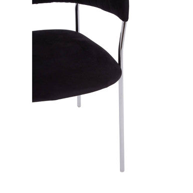 Black Velvet Channel Tufted Dining Chair | Tamzin