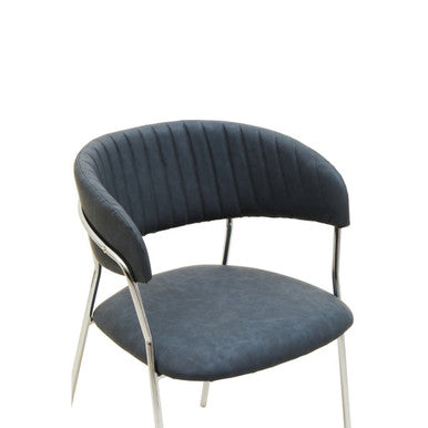 Tamzin Dark Grey Leather Curved Dining Chair