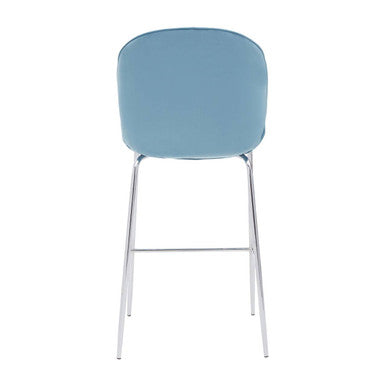 Tamzin Blue Velvet Chrome Finish Bar Chair