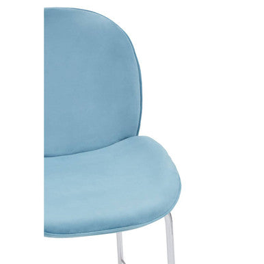 Tamzin Blue Velvet Chrome Finish Bar Chair