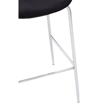 Tamzin Black Velvet Chrome Finish Bar Chair