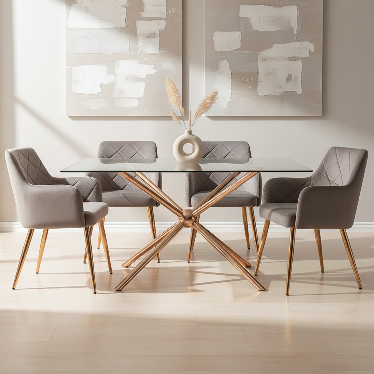 Tamzin Mink Velvet Angular Dining Chair