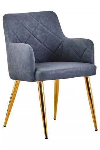 Tamzin Dark Grey Leather Effect Angular Dining Chair