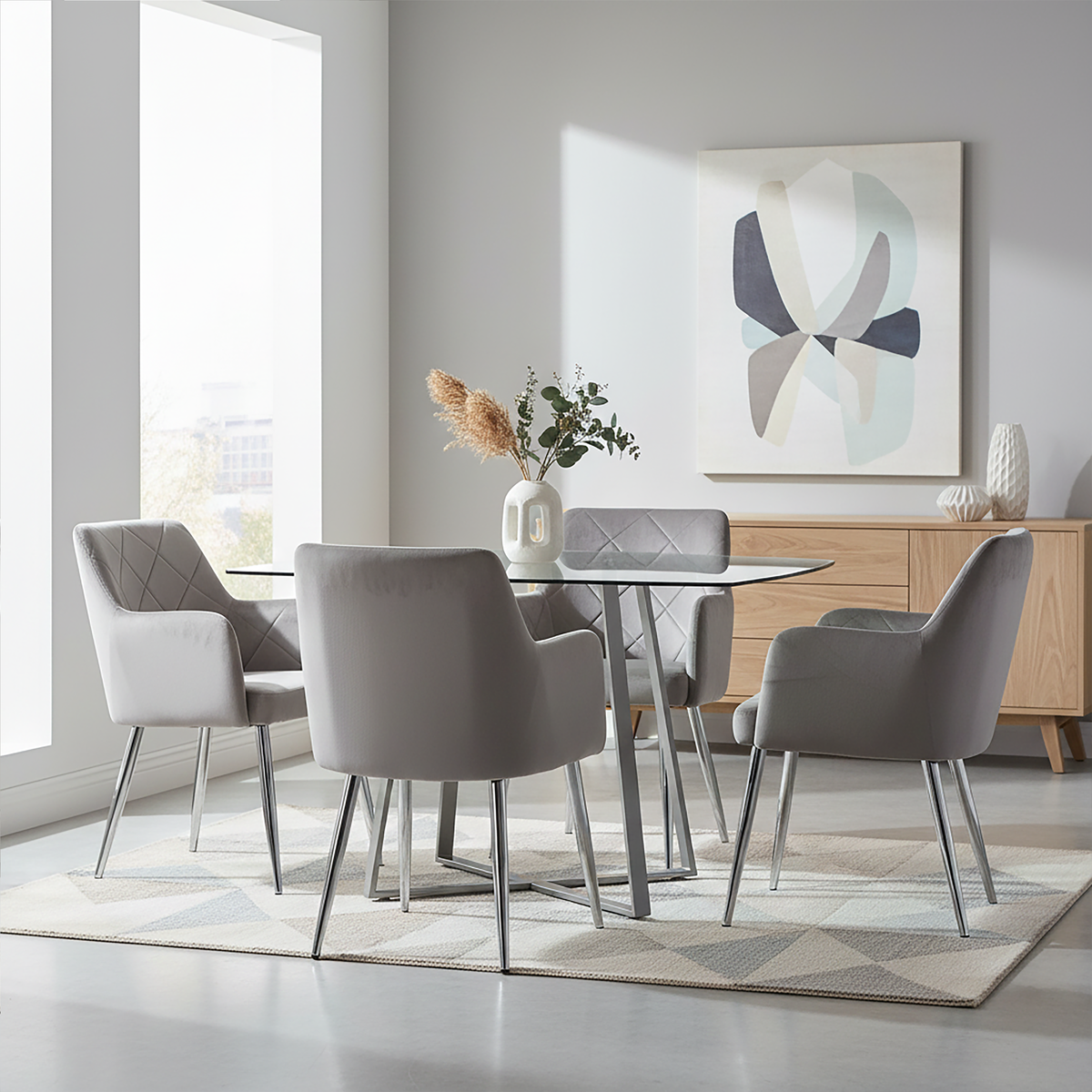 Tamzin Mink Velvet Splayed Dining Chair