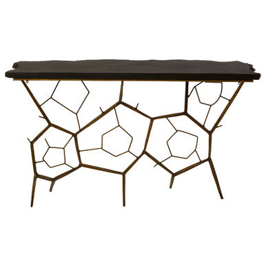 Rany Black Stone Top Console Table