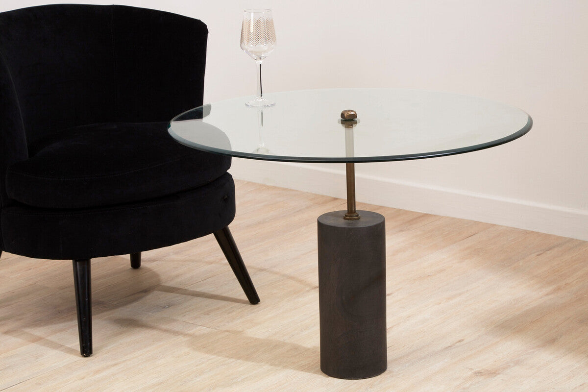 Rany Glass And Black Marble Side Table - Image 3