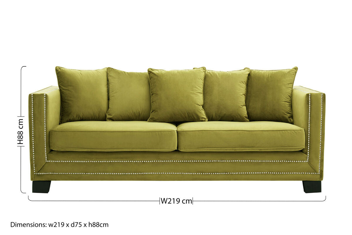 3 Seater Moss Velvet Sofa, Sofia