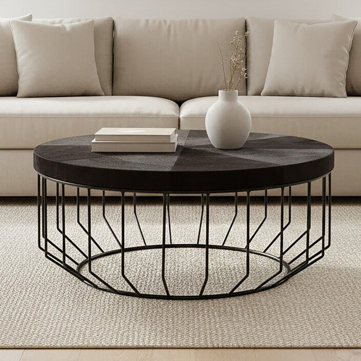 Kensington Townhouse Hair On Hide Top Round Coffee Table - Image 1