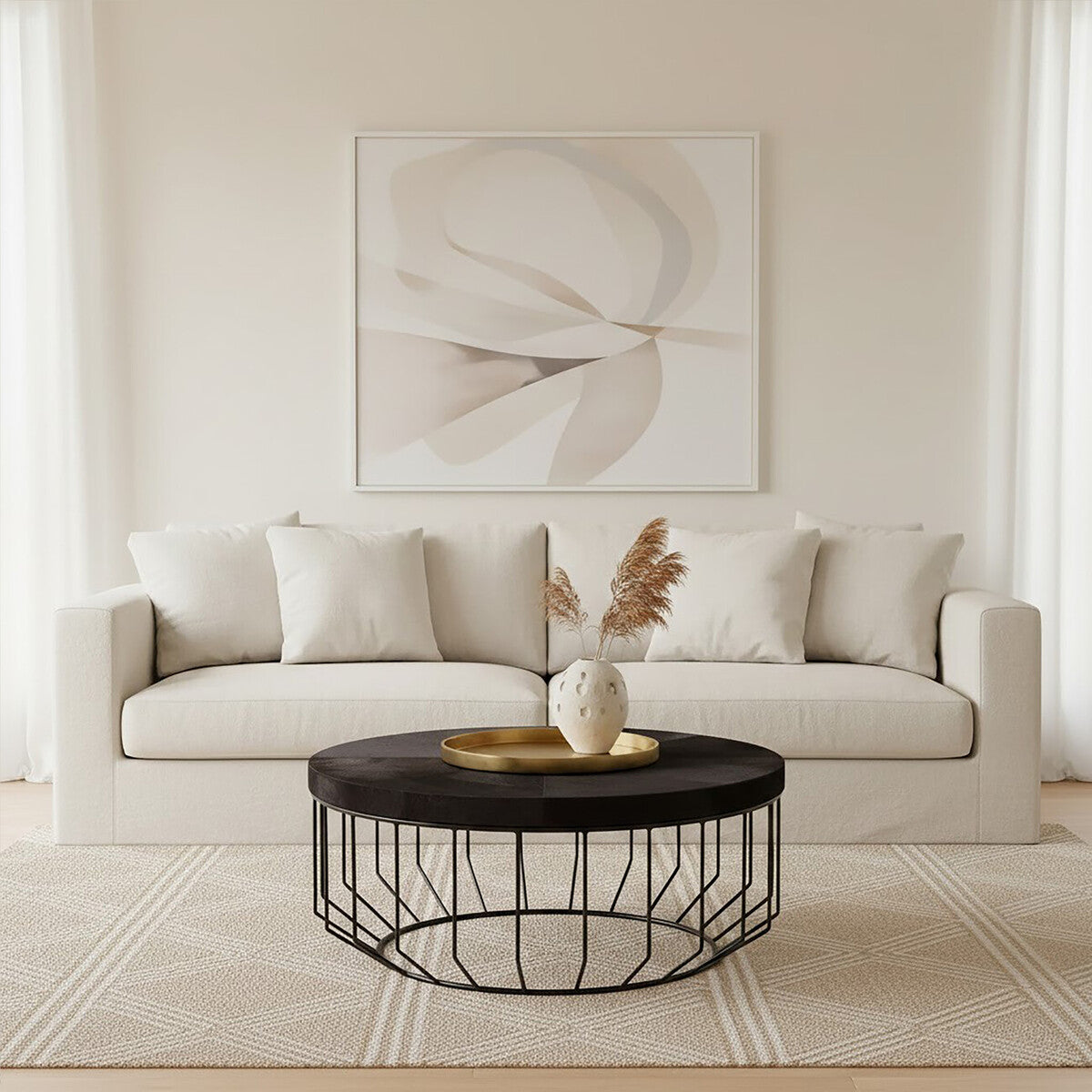 Kensington Townhouse Hair On Hide Top Round Coffee Table