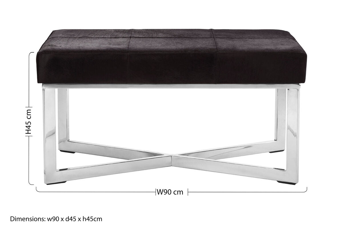 Kensington Townhouse Black Hair On Leather Leather Bench