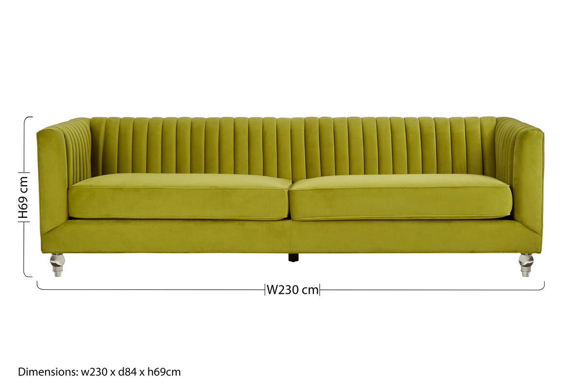 3 Seater Green Velvet Sofa, Brasa