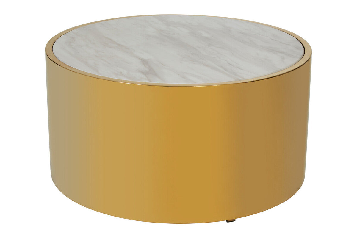 Carlox Round Gold and Marble Effect Coffee Table - Image 2