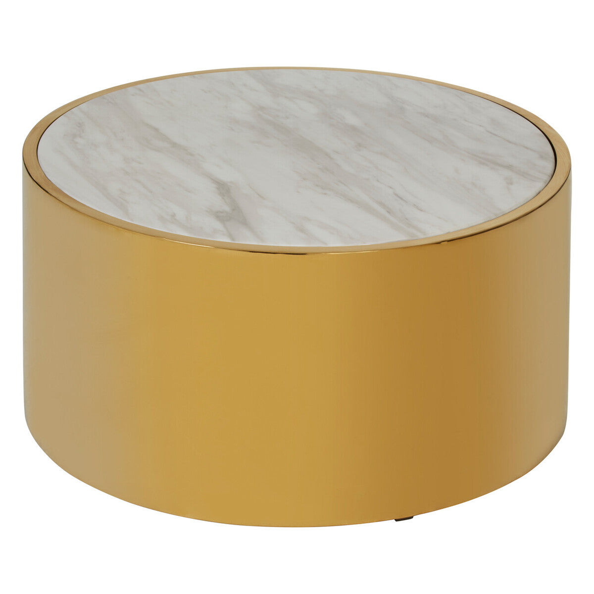 Carlox Round Gold and Marble Effect Coffee Table - Image 4