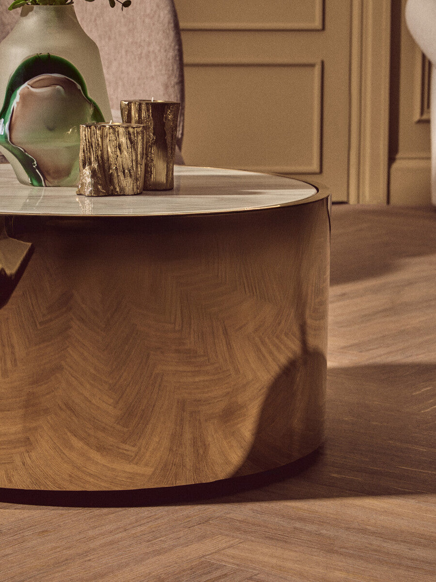 Carlox Round Gold and Marble Effect Coffee Table - Image 8