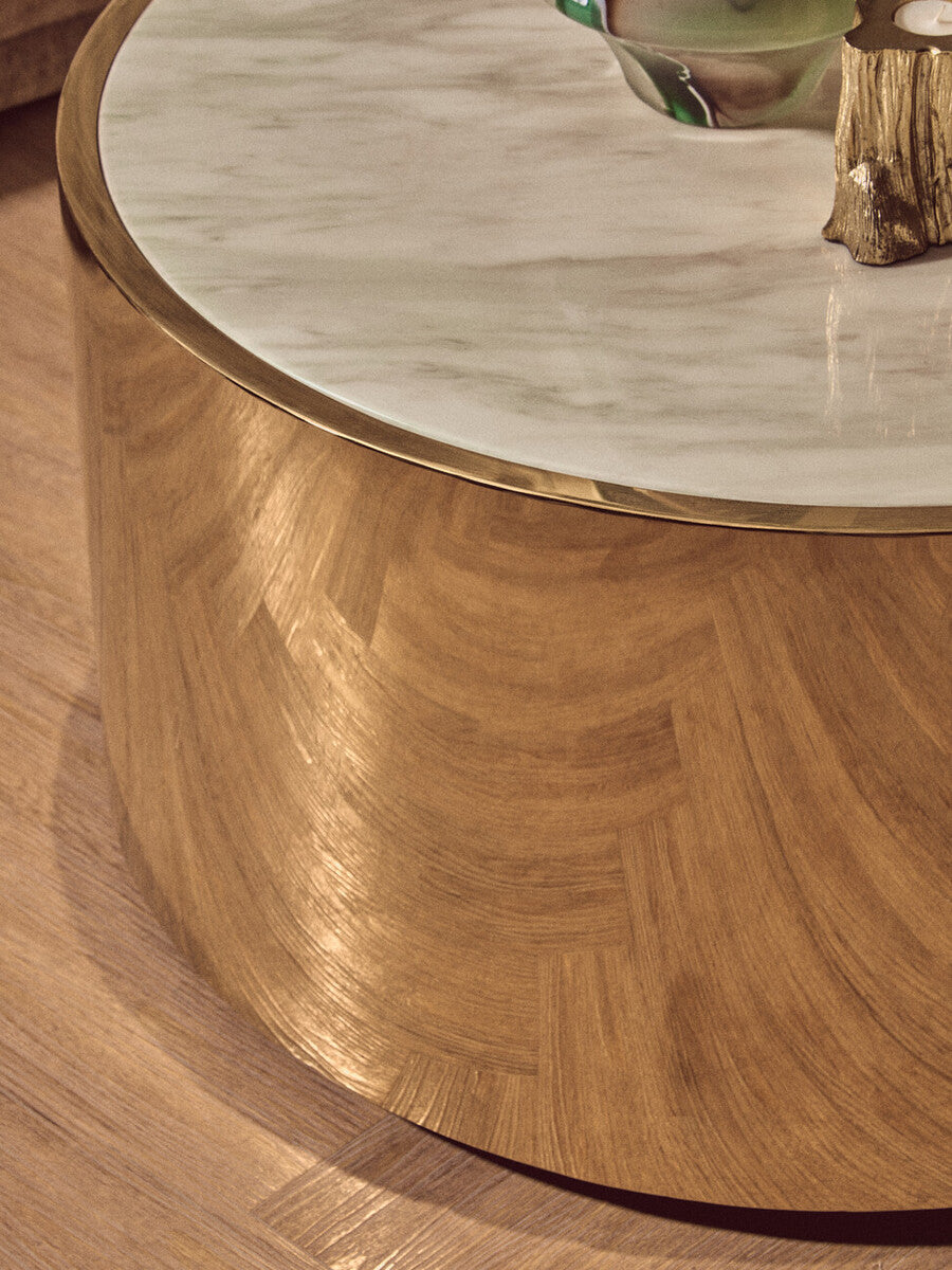 Carlox Round Gold and Marble Effect Coffee Table - Image 9