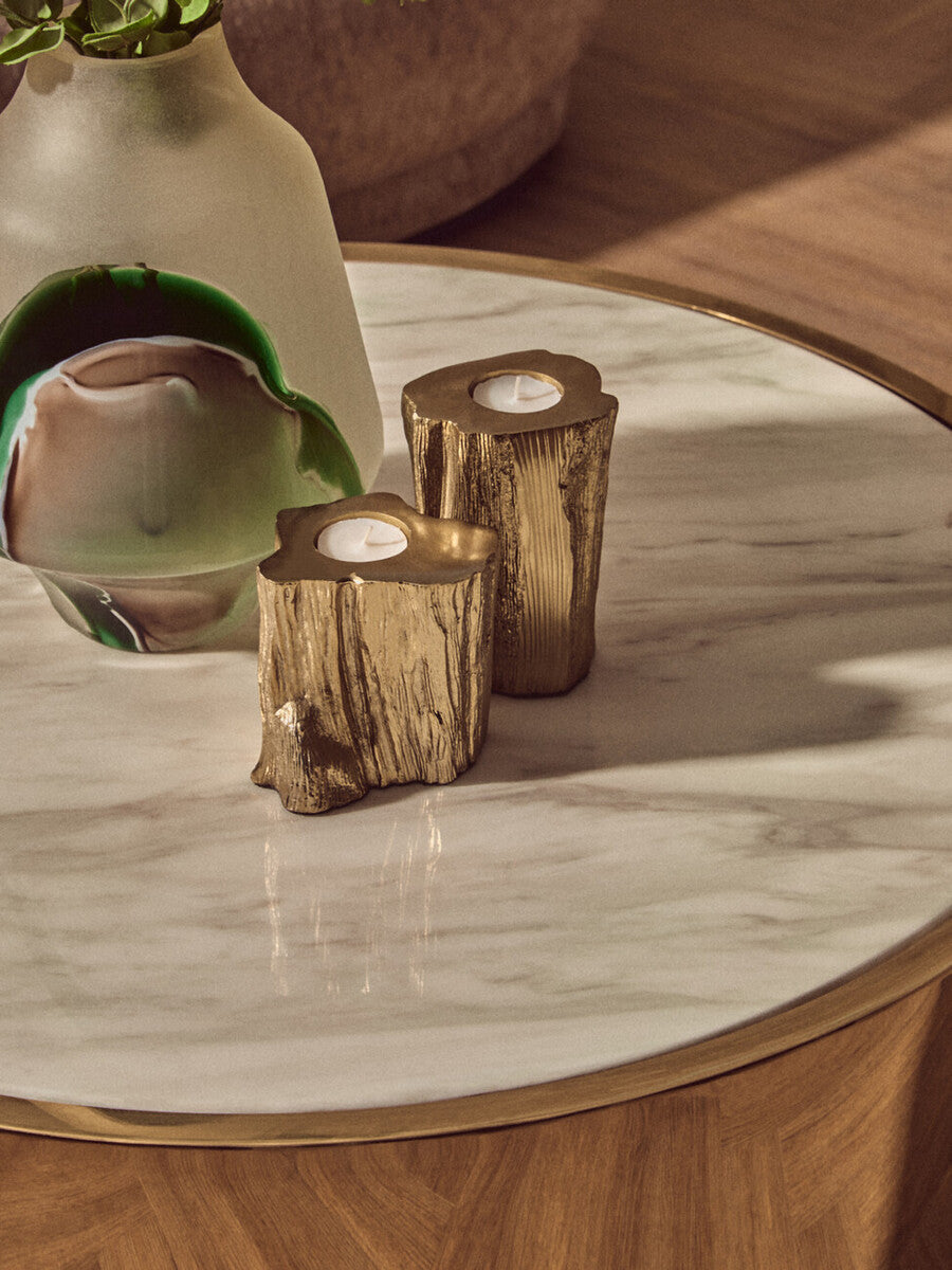 Carlox Round Gold and Marble Effect Coffee Table - Image 10