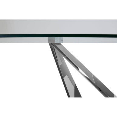 Carlox Tempered Glass Dining Table with Chrome Legs